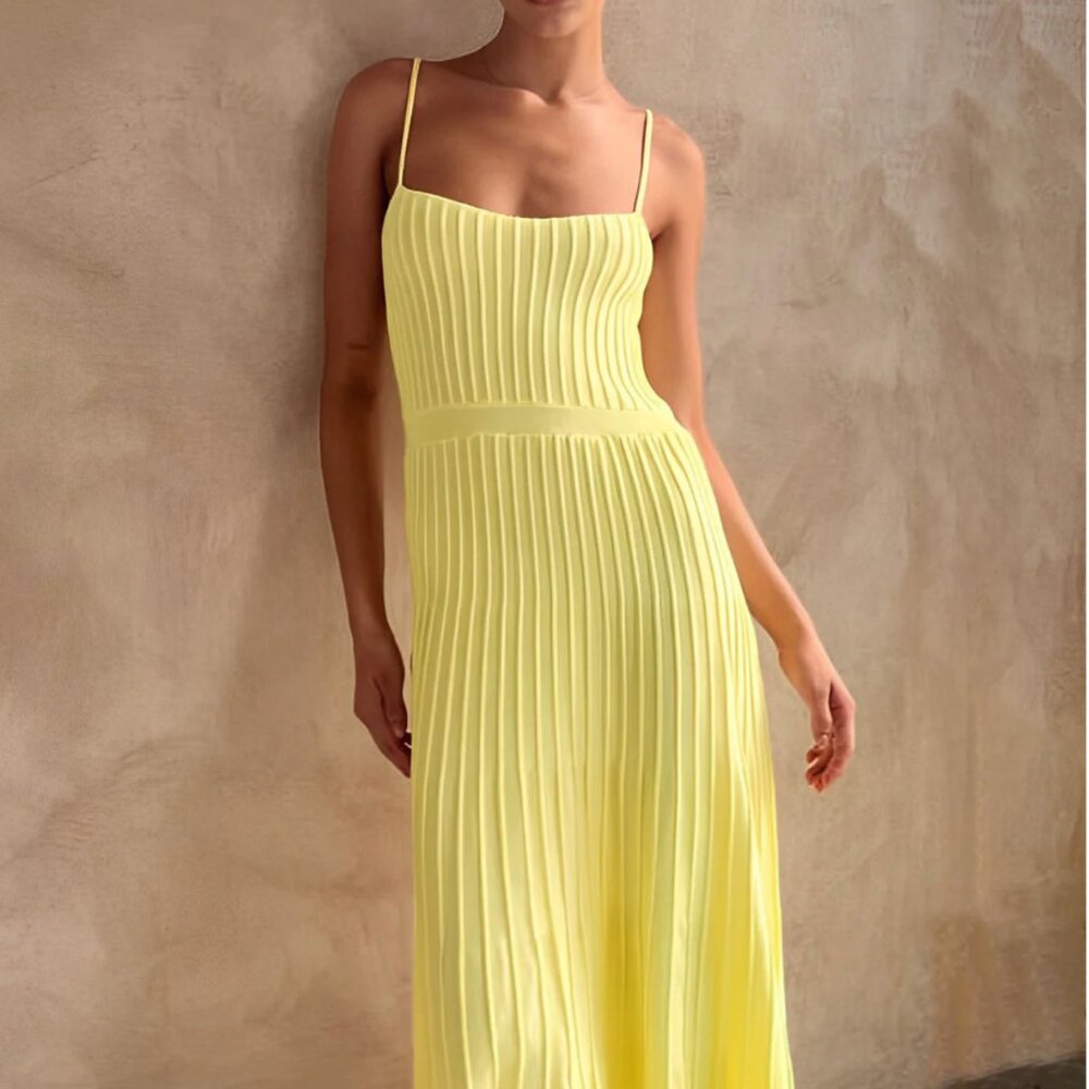 Yellow Rib Midi Sundress